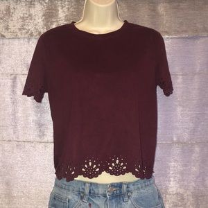 Maroon Tee with cut outs